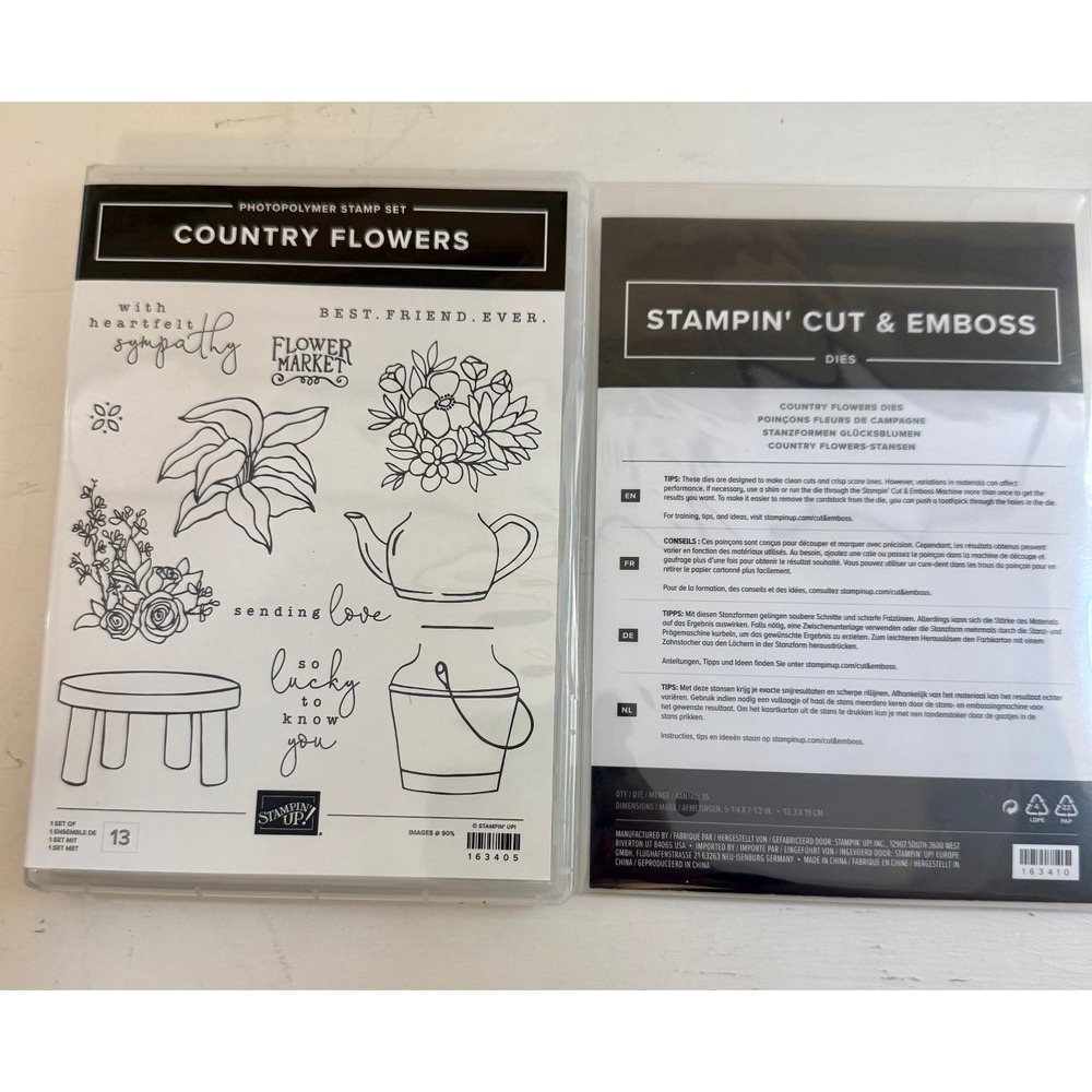 Stampin Up Country Flowers Photopolymer and Dies Spring Floral Cottage Garden